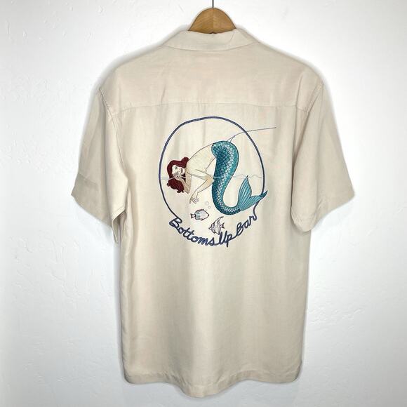 Tori Richard Other - Tori Richard Bottoms Up Bar Mermaid Embroidered Silk Button Up Shirt Mens Small